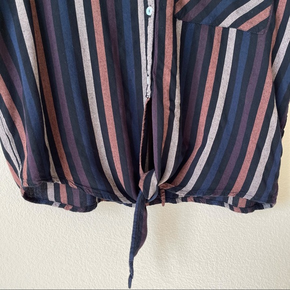 O’Neill Demi Stripe Shirt Button Up Tie Front XS - Picture 10 of 14